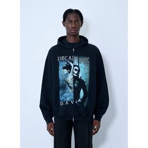 Vetements Men Cof Cut-Up Zip-Up Hooded Sweatshirt